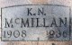 Kenneth Norman MacMillian's headstone;
son of Neil MacMillan, grandson of Norman (The Bear) Macmillan